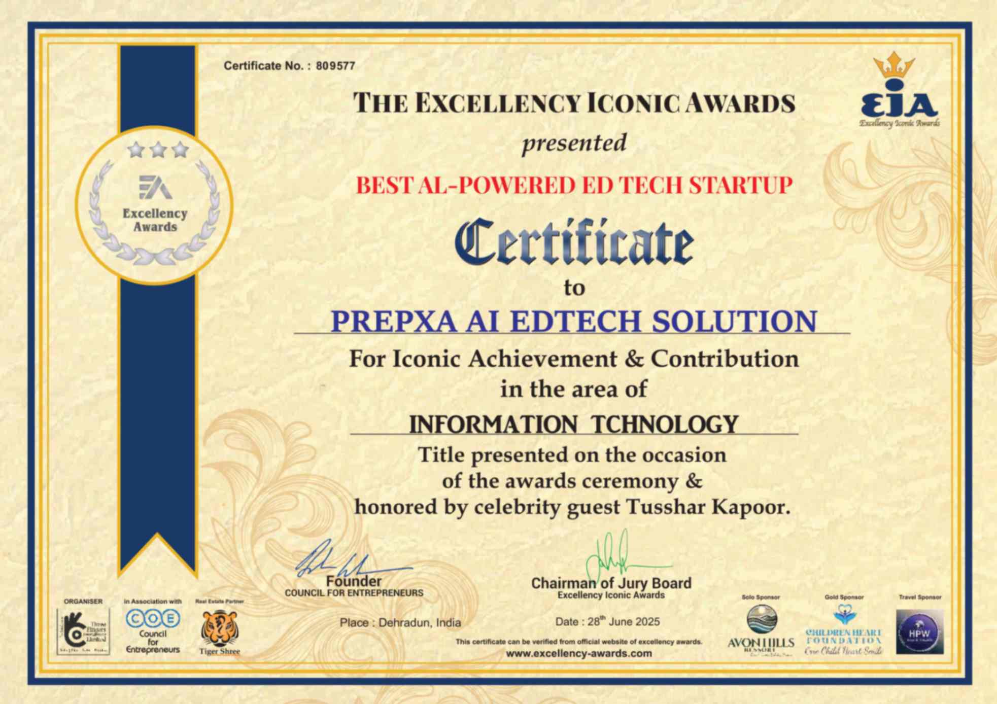 EIA Startup Certificate of Excellence